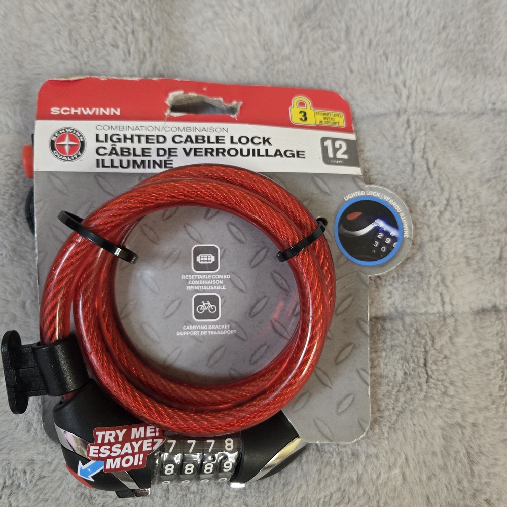 Schwinn Red Lighted Cable Lock